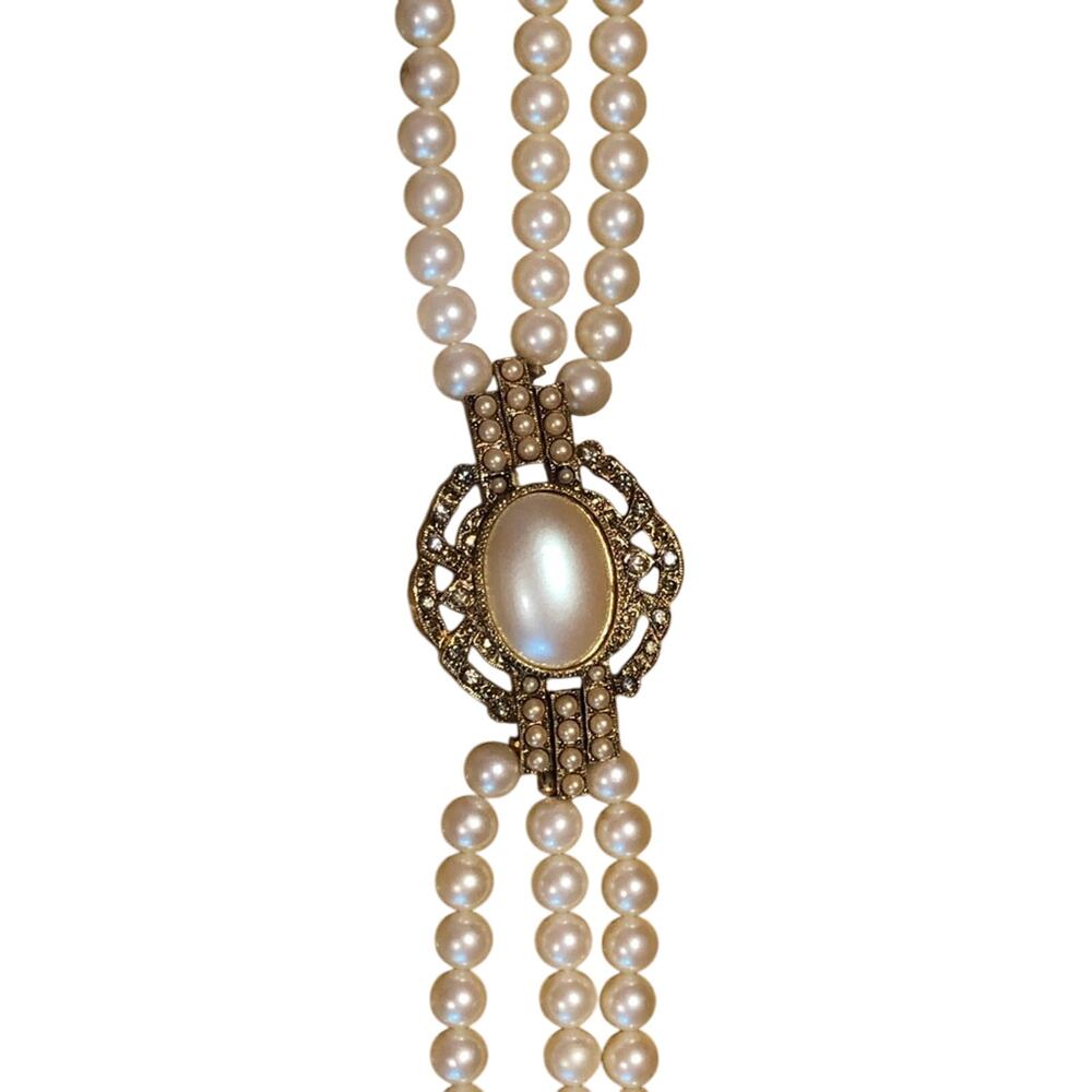 Vintage Signed Richelieu Pearlescent Rhinestone Choker - Picture 14 of 16